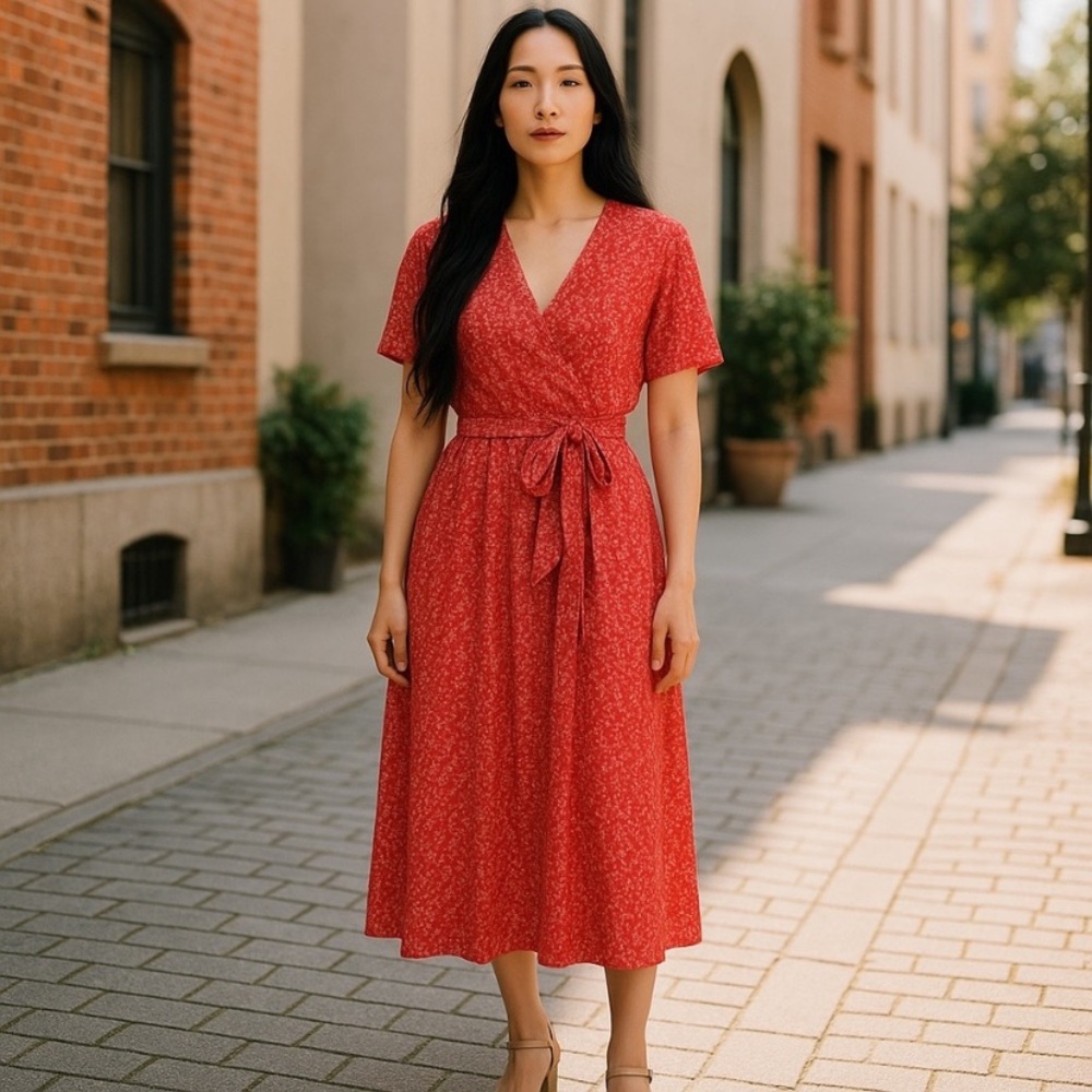 ❤️ Urban Outfitters Heart Print Wrap Dress ❤️ Size Medium